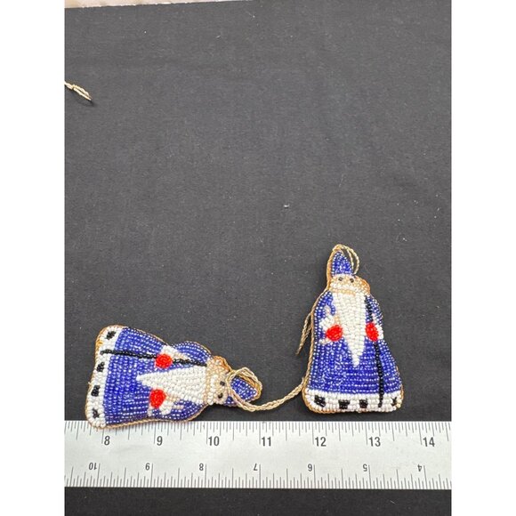 Handcrafted St Nicholas Parvex A Warsi Glass Beaded Santa Claus Ornaments Set 8 - Picture 12 of 12